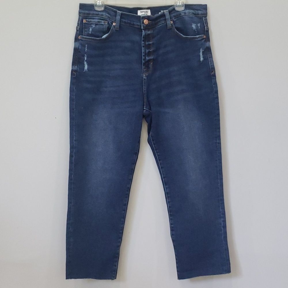Kensie Jeans Womens34 Vintage Luxe The Amber High Rise Stovepipe Dark Wash